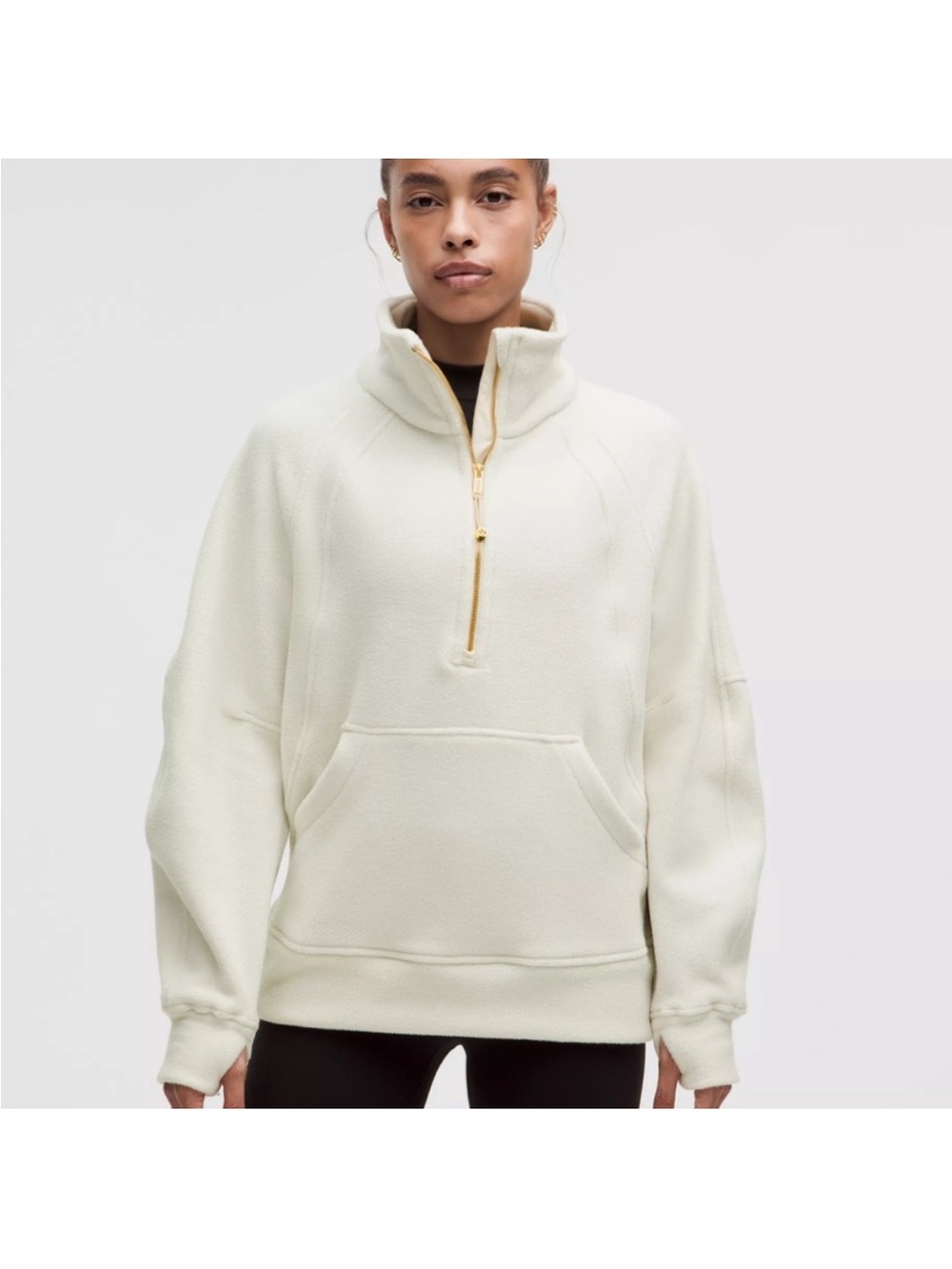lululemon athletica Cream oversized scuba half zip